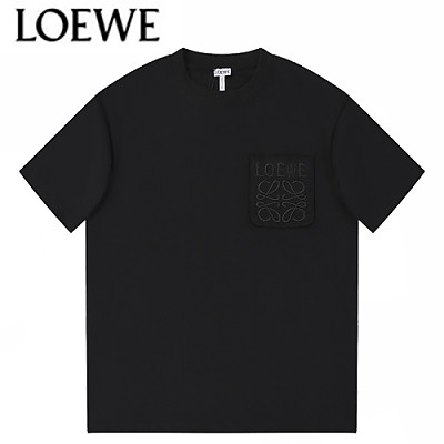 LOEWE-07028 로에베 블랙 로고 아플리케 장식 티셔츠 남여공용