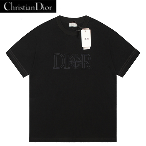 DIOR-07025 디올 블랙 아플리케 장식 티셔츠 남여공용