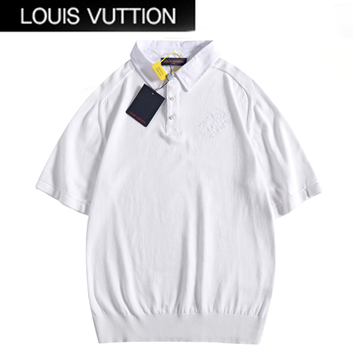 LOUIS VUITTON-07073 루이비통 화이트 아플리케 장식 폴로 티셔츠 남여공용