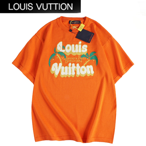 LOUIS VUITTON-07077 루이비통 오렌지 니트 코튼 티셔츠 남여공용