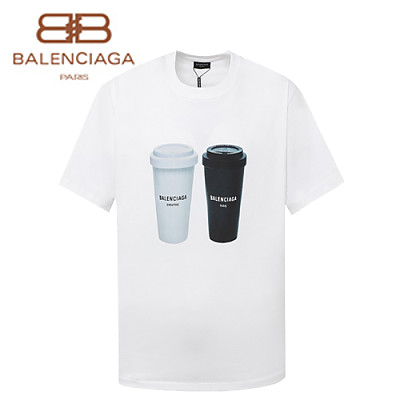 BALENCIAGA-070615 발렌시아가 화이트 프린트 장식 티셔츠 남여공용