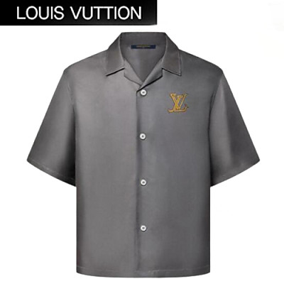 LOUIS VUITTON-1AFWSR 루이비통 그레이 프린티드 쇼트 슬리브드 실크 셔츠