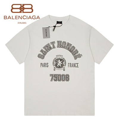 BALENCIAGA-07244 발렌시아가 화이트 프린트 장식 티셔츠 남여공용