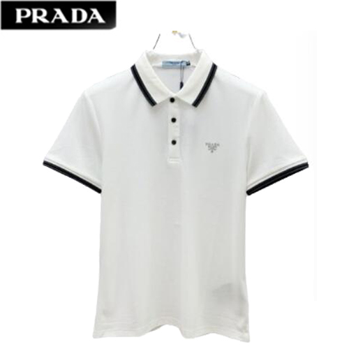 PRADA-07237 프라다 화이트 코튼 폴로 티셔츠 남성용