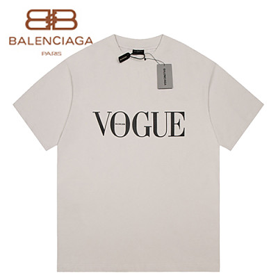 BALENCIAGA-07307 발렌시아가 라이트 그레이 VOGUE 프린트 장식 티셔츠 남여공용