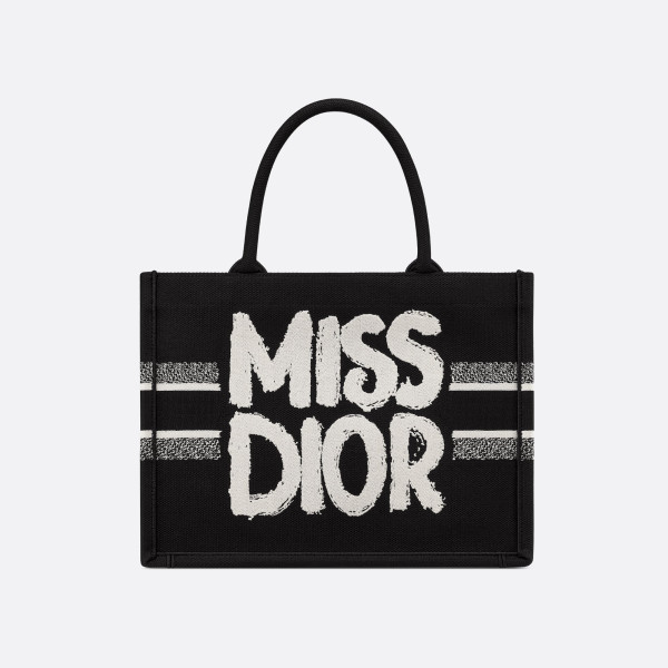 DIOR-디올 블랙/화이트 그래피티 자수 Book Tote 미디엄 숄더백 36cm - M1296ZEZD_M993