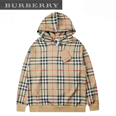 BURBERRY-083016 버버리 베이지 체크 무늬 후드 티셔츠 남여공용