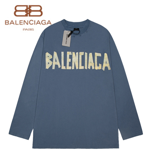 BALENCIAGA-09023 발렌시아가 블루 코튼 빈티지 긴팔 티셔츠 남여공용