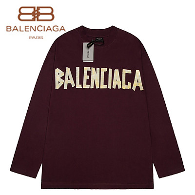 BALENCIAGA-09024 발렌시아가 버건디 코튼 빈티지 긴팔 티셔츠 남여공용