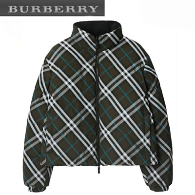 BURBERRY-80961311 버버리 블랙 리버시블 체크 나일론 퍼퍼 재킷 여성용