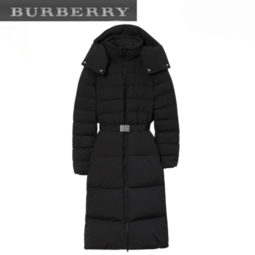 BURBERRY-80727151 버버리 블랙 벨트 퍼퍼 코트 여성용