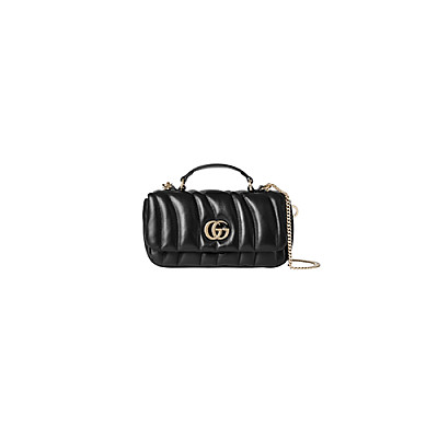 GUCCI-806017 1000 구찌 블랙 패딩 퀼티드 레더 GG 밀라노 미니 탑 핸들백