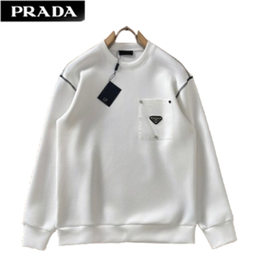 PRADA-01087 프라다 화이트 트라이앵글 로고 스웨트셔츠 남성용