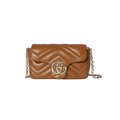 GUCCI-841290 2718 구찌 브라운 가죽 GG 마몽 미니 숄더백