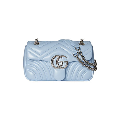 GUCCI-837280 4928 구찌 라이트 블루 가죽 GG 마몽 스몰 숄더백