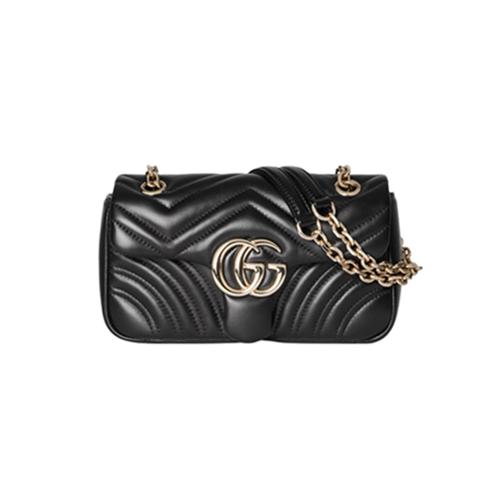 GUCCI-837280 1000 구찌 라이트 블랙 가죽 GG 마몽 스몰 숄더백