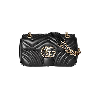 GUCCI-837280 1000 구찌 라이트 블랙 가죽 GG 마몽 스몰 숄더백