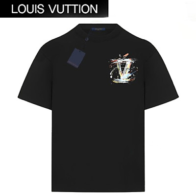 LOUIS VUITTON-06097 루이비통 화이트 LV 시그니처 프린트 장식 티셔츠 남여공용
