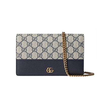 GUCCI-497985 4041 구찌 블루 GG 마몽 체인 바이컬러 지갑