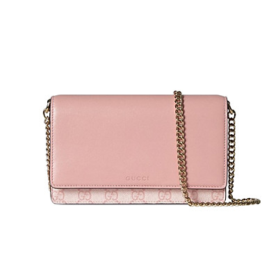 GUCCI-826720 6941 구찌 핑크 GG 엠블럼 체인 지갑