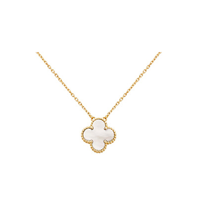 VAN CLEEF ARPELS-VCARA4 반클리프 옐로우 골드/화이트 빈티지 알함브라 펜던트