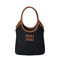 MIUMIU-5BA281 미우미우 내추럴 캔버스 가죽 아이비 백