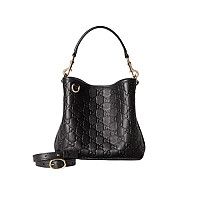 GUCCI-815118 1000구찌 블랙 가죽 GG 엠블럼 미니 버킷백