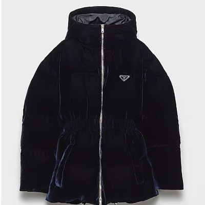 PRADA-1E1117707 프라다 삼각로고 벨벳 다운 패딩 여성용