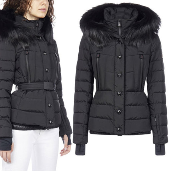 MONCLER-A000665399E 몽클레어 Beverley 베벌리 후드 시어링 트리밍 스키 다운 재킷 블랙 여성용