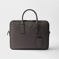PRADA-2VE022 프라다 커피 사피아노 가죽 브리프케이스