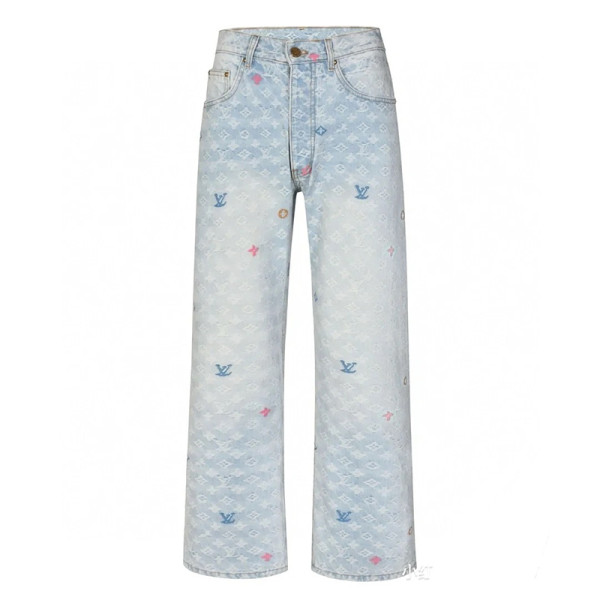 [스페셜오더]LOUIS VUITTON-M96121 Louis Vuitton × Tyler 콜라보 자카드 풀 로고 캔디 시리즈 데님 팬츠 여성용