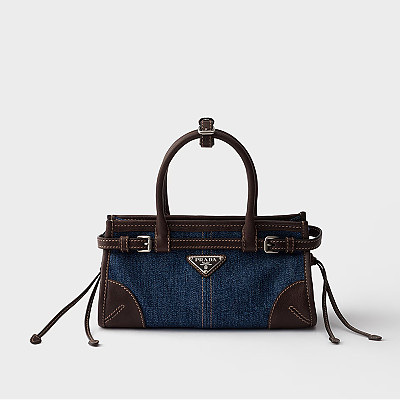 [스페셜오더]PRADA-1BA486 프라다 보니 스몰 데님 및 블랙가죽 핸드백