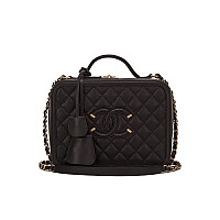 [스페셜오더]CHANEL-A93343 샤넬 다크 터키쉬 블루 그레인드 메탈릭 램스킨 이리데슨트 메탈 코스메틱 케이스