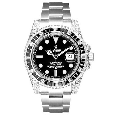 [스페셜오더]ROLEX-롤렉스 서브마리너 데이트 블랙 다이아 904L 스틸 시계 40mm