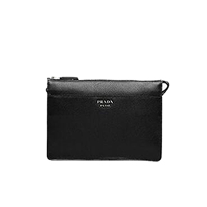 [스페셜오더]PRADA-2VF019 프라다 블랙 사피아노가죽 메탈레터링 로고 파우치