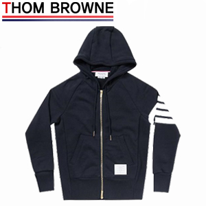 THOM BROWNE-T7900 톰 브라운 사선완장 집업 후드 그레이	