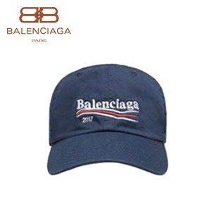 BALENCIAGA-474622 발렌시아가 코튼 캔버스 웨이브 로고 장식 네이비 클래식 베이스볼 캡