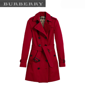 [스페셜오더]BURBERRY-39970281 버버리 샌드링엄  레드 쇼트 헤리티지 트렌치코트 여성용