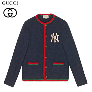 GUCCI-536324 4045 구찌 네이비 울 뉴욕 양키스 패치 장식 가디건