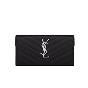 SAINT LAURENT-372264 생 로랑 다크 베이지 골드 라지 모노그램 플랩 지갑