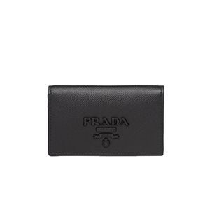 [스페셜오더]PRADA-1MC122 프라다 다크 핑크 사피아노 가죽 톤 온 톤 메탈 레터링 로고 카드 케이스