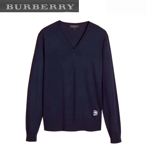 BURBERRYI-45533761 버버리 팔라스 헬멧 모티프 메리노 울 브이넥 네이비 스웨터 남성용