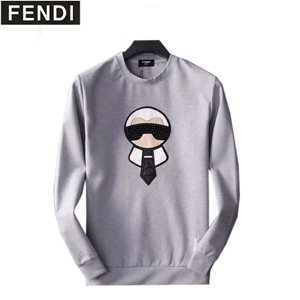 FENDI-FY07915 펜디 그레이 코튼 인레이 장식 스웨트셔츠