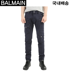 [자체제작] PIERRE BALMAIN-피에르발망 사이드 입체포켓 밑단지퍼 슬림 카고팬츠 네이비