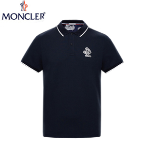 MONCLER-몽클레어 duck 패치 블랙 코튼 폴로 티셔츠