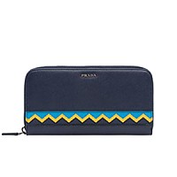 [스페셜오더]PRADA-2ML317 프라다 인타르시아 크로커다일가죽 장식 블랙 지퍼 장지갑