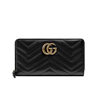 [스페셜오더]GUCCI-443123 9094 구찌 블랙 GG 마몽 진주 장식 로고 지피 어라운드 지갑